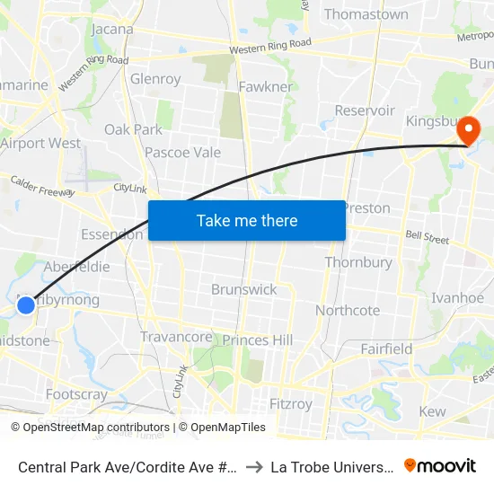 Central Park Ave/Cordite Ave #49 to La Trobe University map