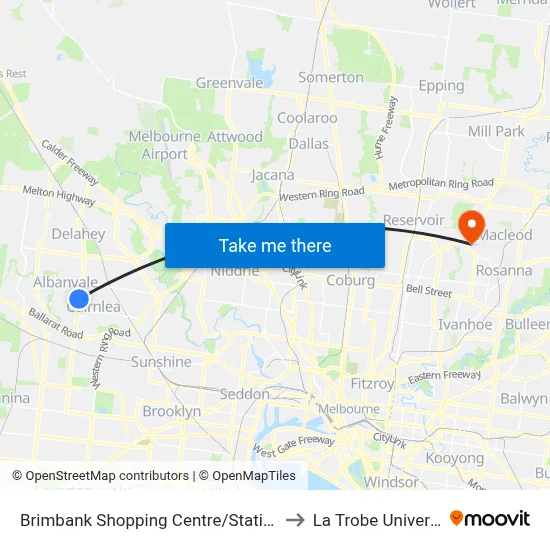 Brimbank Shopping Centre/Station Rd to La Trobe University map