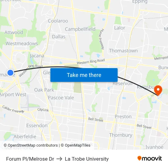 Forum Pl/Melrose Dr to La Trobe University map