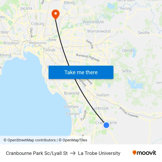Cranbourne Park Sc/Lyall St to La Trobe University map