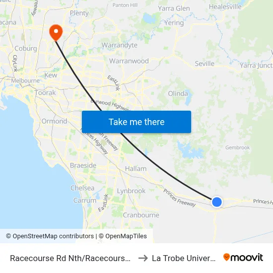 Racecourse Rd Nth/Racecourse Rd to La Trobe University map
