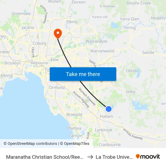 Maranatha Christian School/Reema Bvd to La Trobe University map