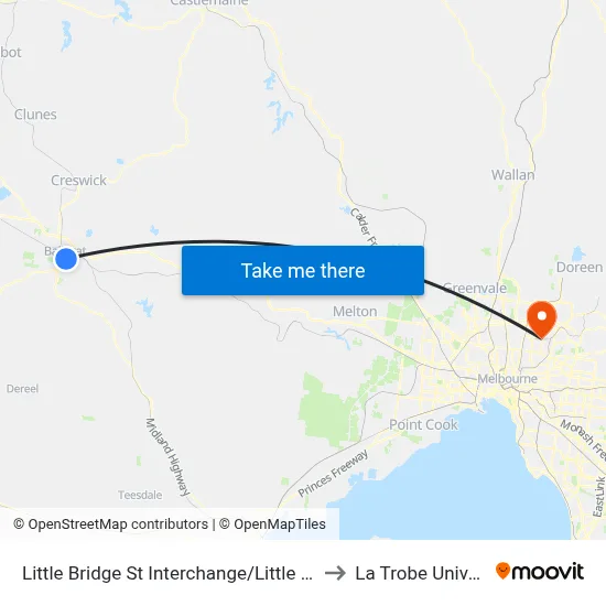 Little Bridge St Interchange/Little Bridge St to La Trobe University map