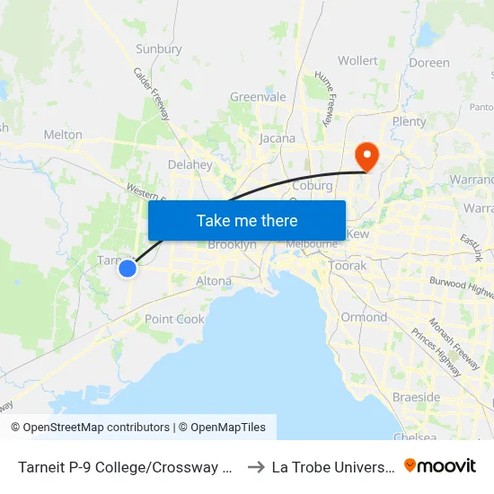 Tarneit P-9 College/Crossway Ave to La Trobe University map