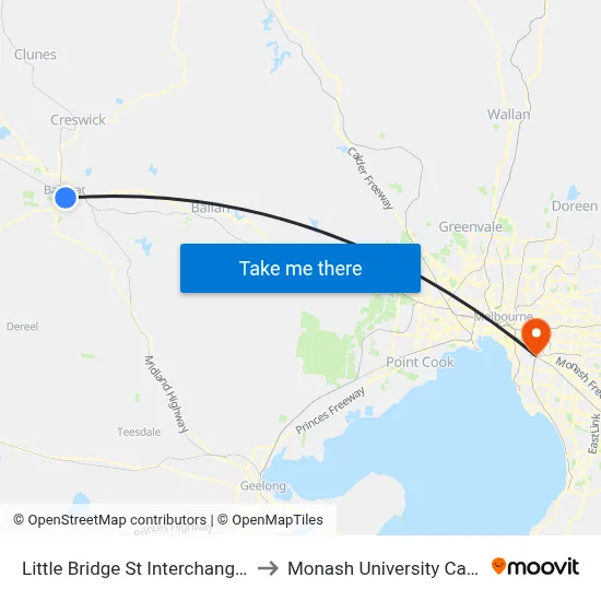 Little Bridge St Interchange/Little Bridge St to Monash University Caulfield Campus map