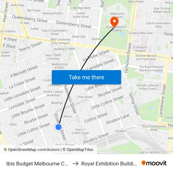 Ibis Budget Melbourne Cbd to Royal Exhibition Building map