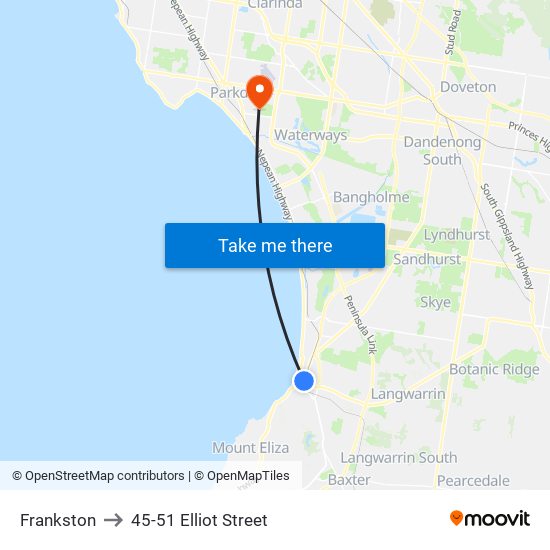 Frankston to 45-51 Elliot Street map