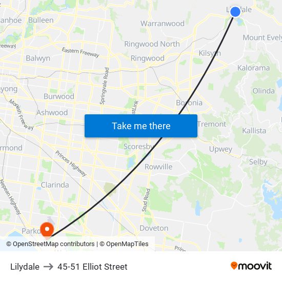 Lilydale to 45-51 Elliot Street map