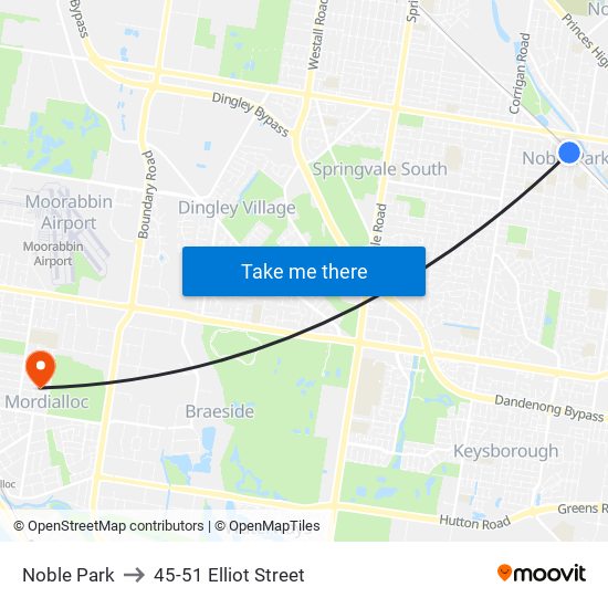 Noble Park to 45-51 Elliot Street map