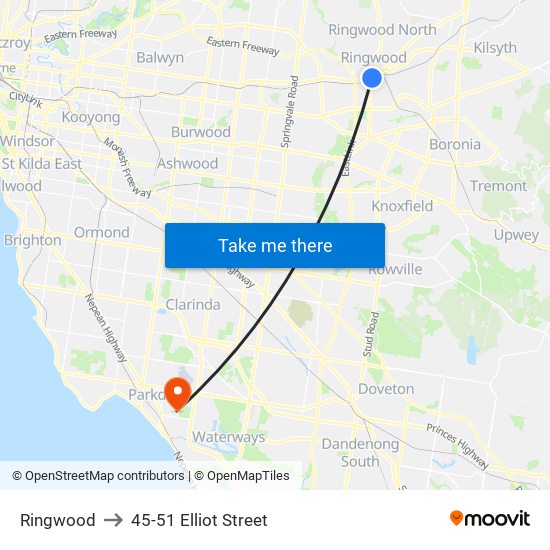 Ringwood to 45-51 Elliot Street map