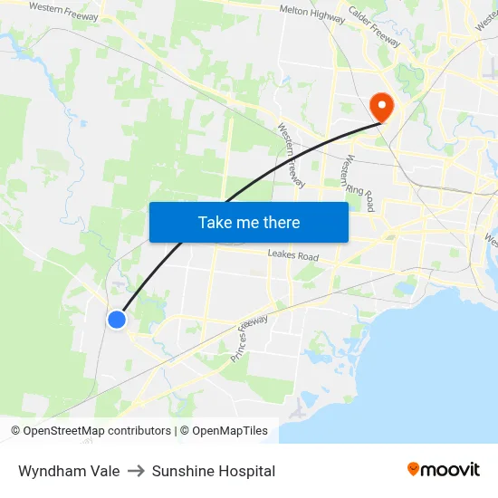 Wyndham Vale to Sunshine Hospital map