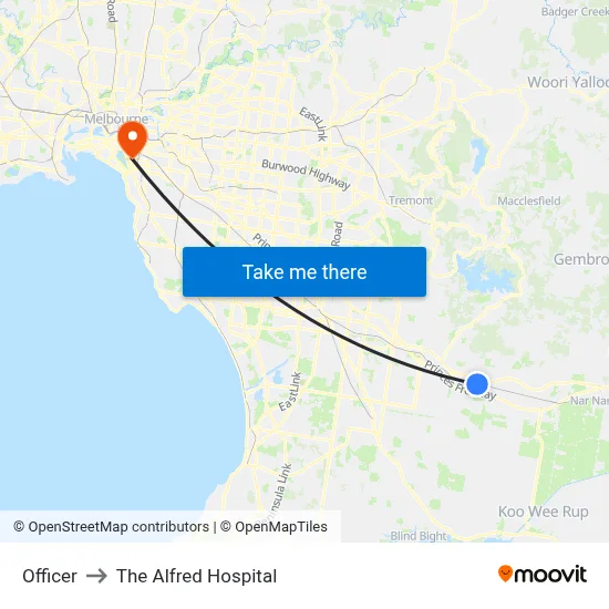 Officer to The Alfred Hospital map