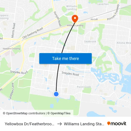 Yellowbox Dr/Featherbrook Rd to Williams Landing Station map