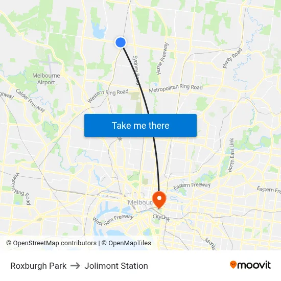Roxburgh Park to Jolimont Station map