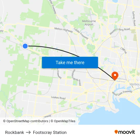 Rockbank to Footscray Station map