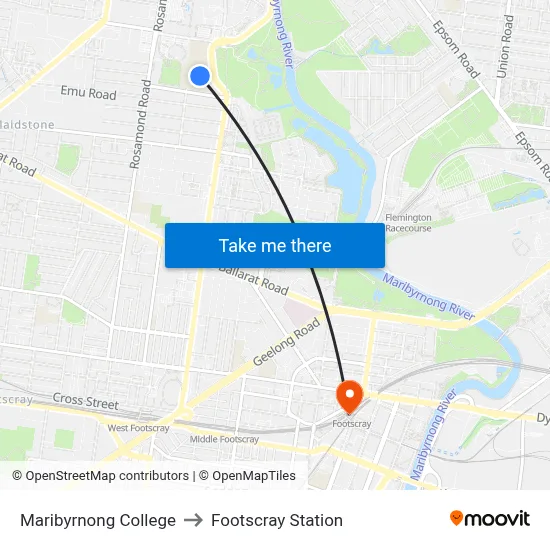 Maribyrnong College to Footscray Station map