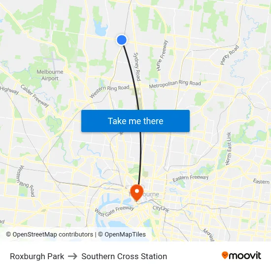 Roxburgh Park to Southern Cross Station map