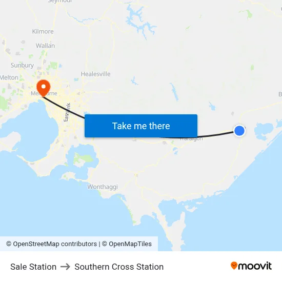 Sale Station to Southern Cross Station map
