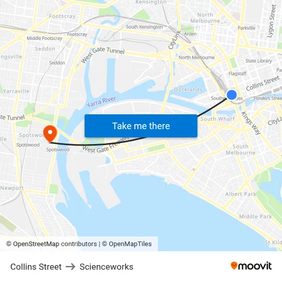 Collins Street to Scienceworks map