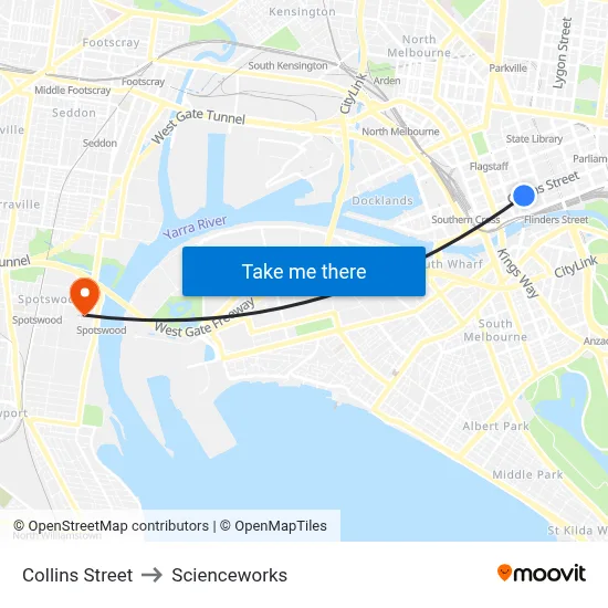 Collins Street to Scienceworks map