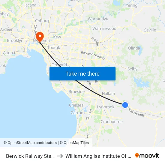 Berwick Railway Station to William Angliss Institute Of TAFE map