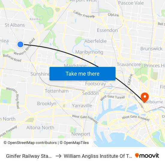 Ginifer Railway Station to William Angliss Institute Of TAFE map