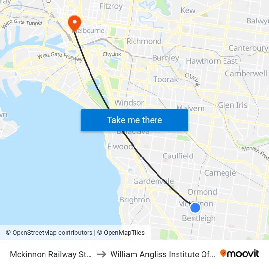 Mckinnon Railway Station to William Angliss Institute Of TAFE map