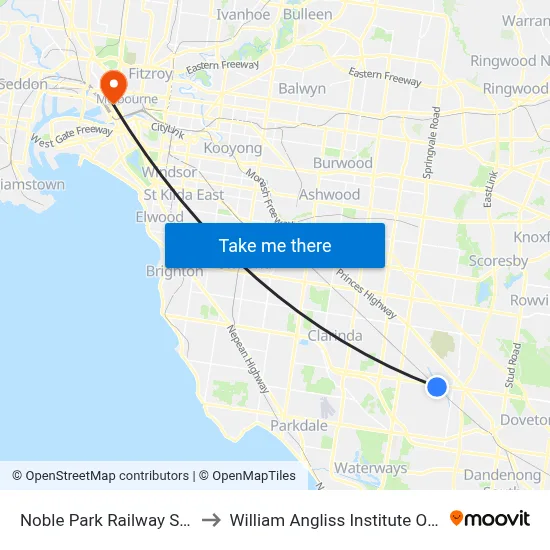 Noble Park Railway Station to William Angliss Institute Of TAFE map