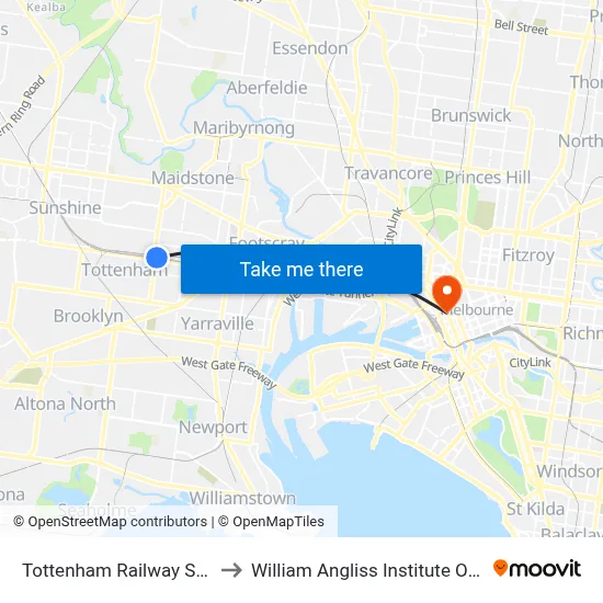 Tottenham Railway Station to William Angliss Institute Of TAFE map