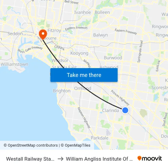 Westall Railway Station to William Angliss Institute Of TAFE map