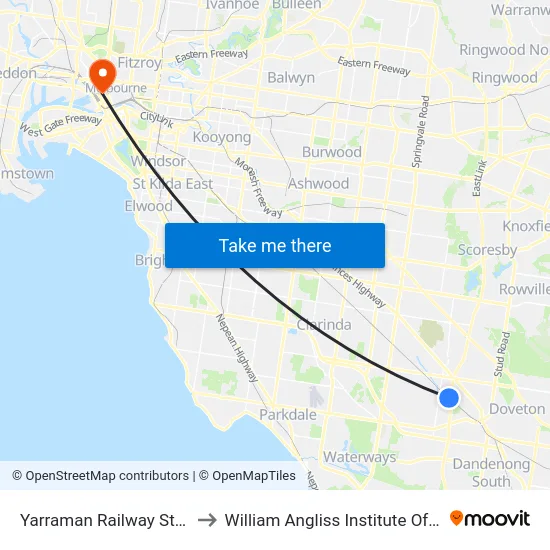 Yarraman Railway Station to William Angliss Institute Of TAFE map