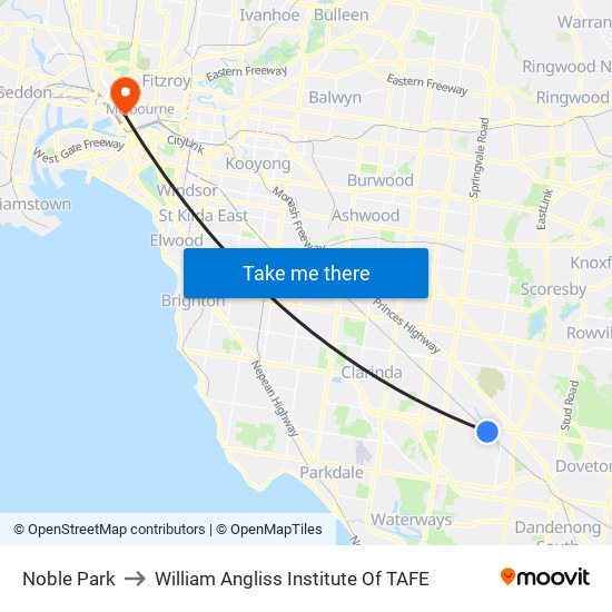 Noble Park to William Angliss Institute Of TAFE map