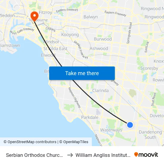 Serbian Orthodox Church/Perry Rd to William Angliss Institute Of TAFE map