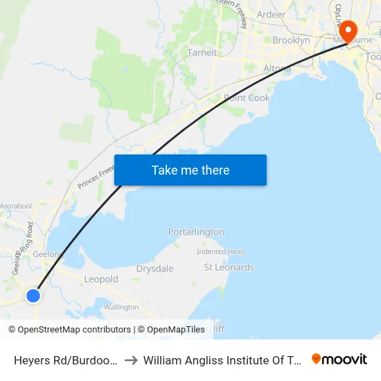 Heyers Rd/Burdoo Dr to William Angliss Institute Of TAFE map
