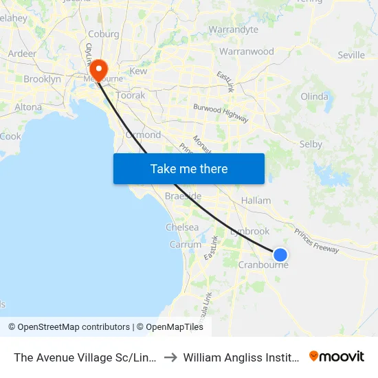 The Avenue Village Sc/Linden Tree Way to William Angliss Institute Of TAFE map