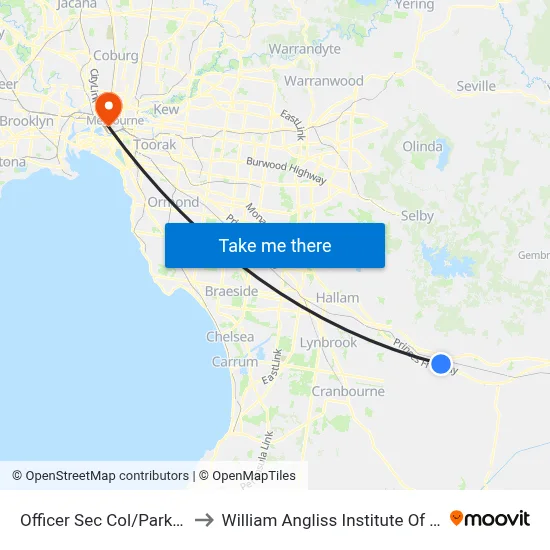 Officer Sec Col/Parker St to William Angliss Institute Of TAFE map