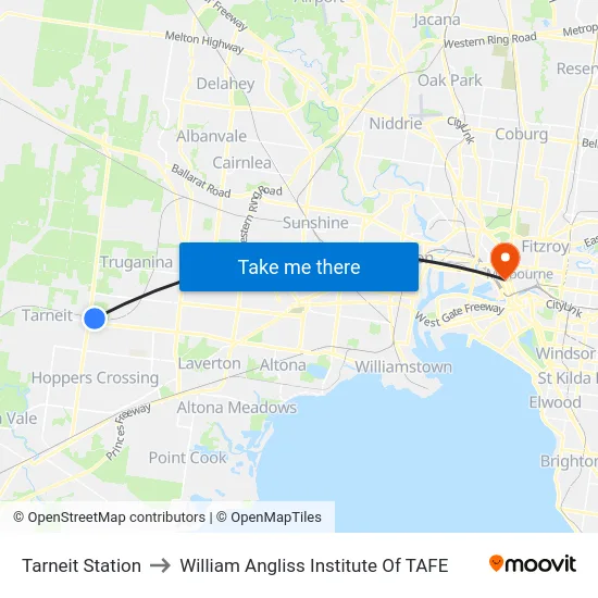 Tarneit Station to William Angliss Institute Of TAFE map