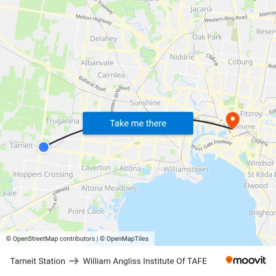 Tarneit Station to William Angliss Institute Of TAFE map