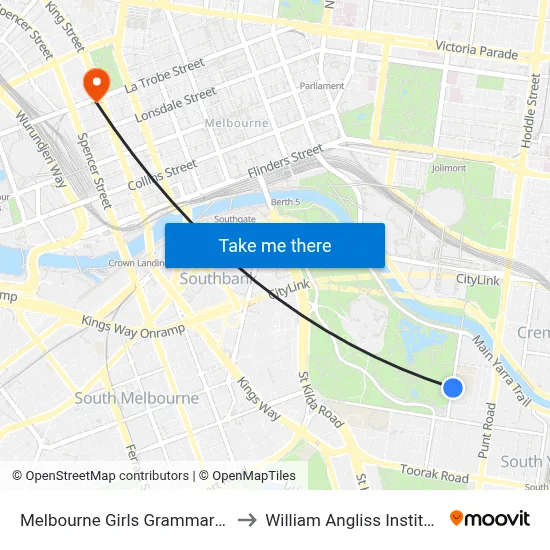 Melbourne Girls Grammar/Anderson St to William Angliss Institute Of TAFE map