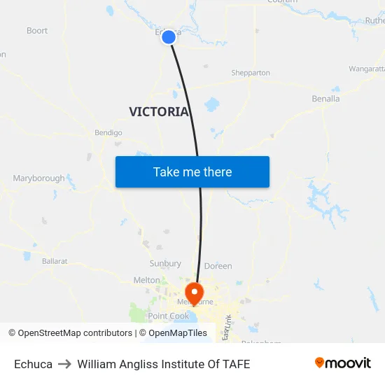 Echuca to William Angliss Institute Of TAFE map