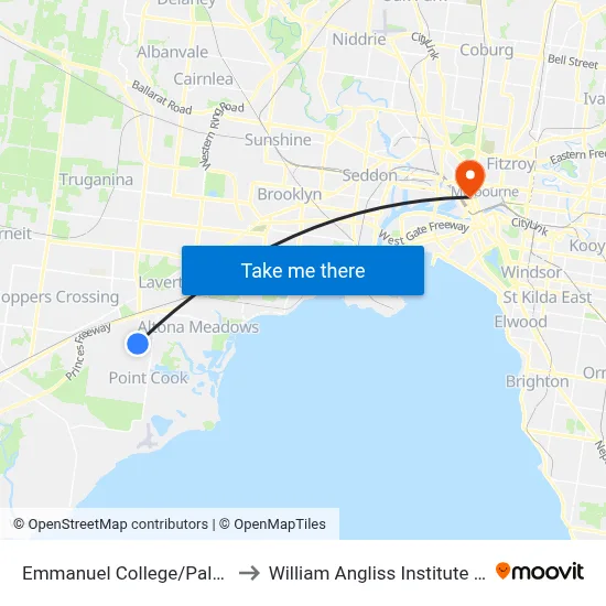 Emmanuel College/Palmers Rd to William Angliss Institute Of TAFE map