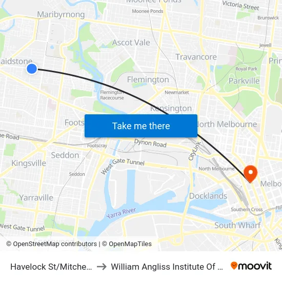 Havelock St/Mitchell St to William Angliss Institute Of TAFE map