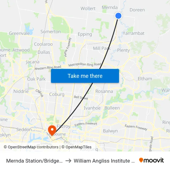 Mernda Station/Bridge Inn Rd to William Angliss Institute Of TAFE map