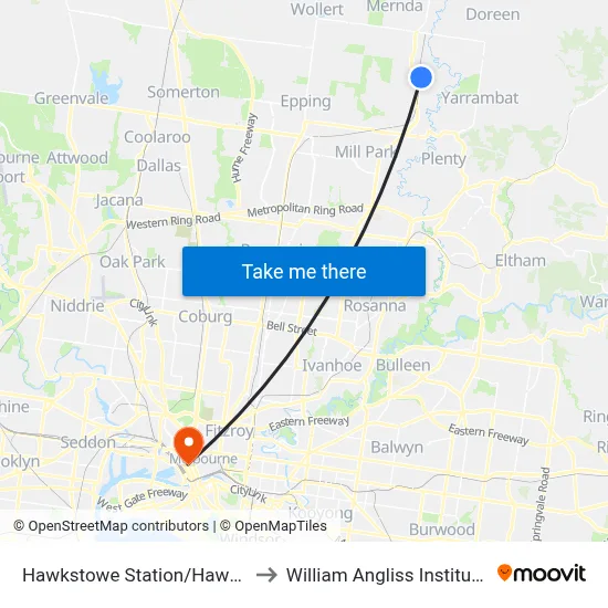 Hawkstowe Station/Hawkstowe Pde to William Angliss Institute Of TAFE map
