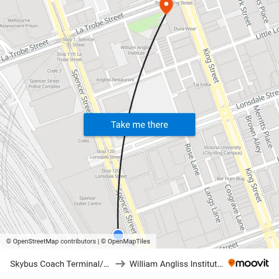 Skybus Coach Terminal/Spencer St to William Angliss Institute Of TAFE map