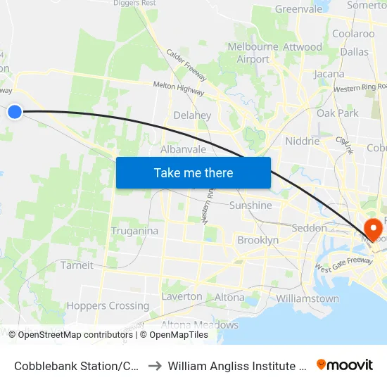 Cobblebank Station/Coach St to William Angliss Institute Of TAFE map