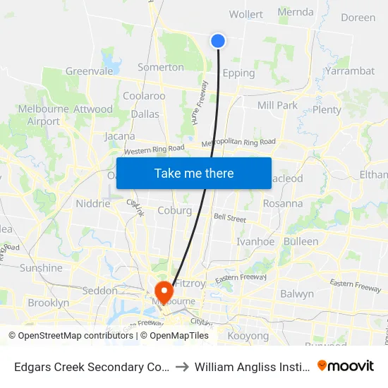 Edgars Creek Secondary College/Edgars Rd to William Angliss Institute Of TAFE map