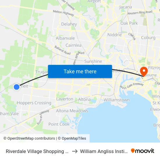 Riverdale Village Shopping Centre/Davis Rd to William Angliss Institute Of TAFE map