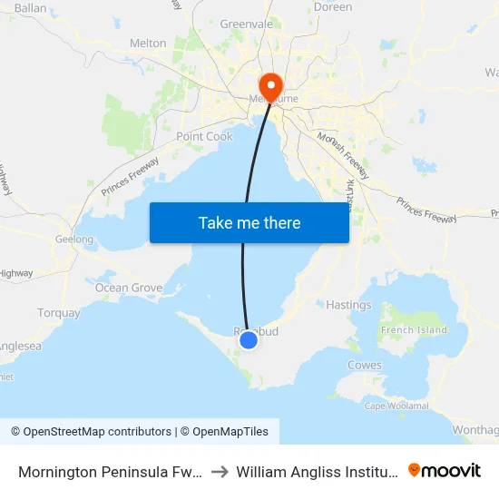 Mornington Peninsula Fwy/Boneo Rd to William Angliss Institute Of TAFE map