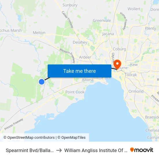 Spearmint Bvd/Ballan Rd to William Angliss Institute Of TAFE map